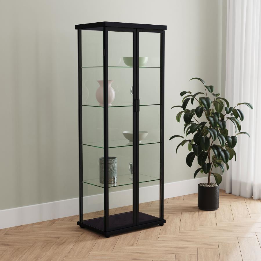 (image for) Aero 5-shelf Display Curio Cabinet with LED Lighting Black