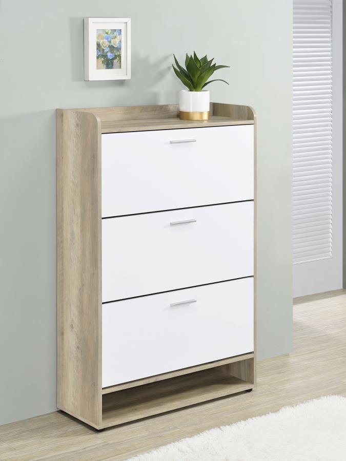 (image for) Denia 3-tier Engineered Wood Shoe Cabinet White