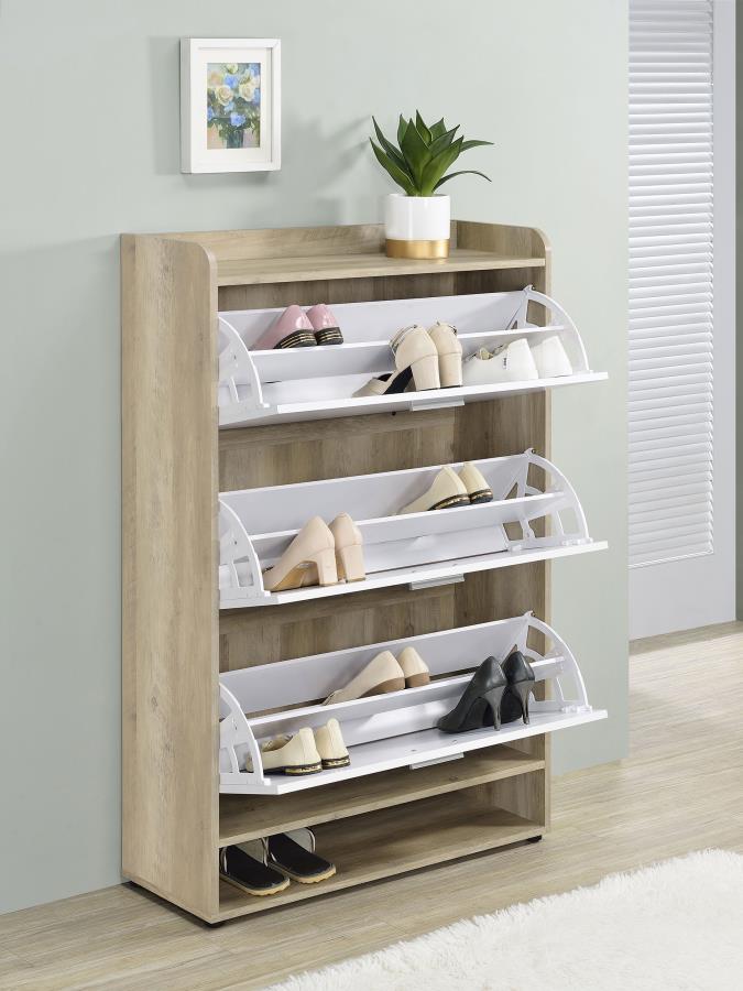 (image for) Denia 3-tier Engineered Wood Shoe Cabinet White