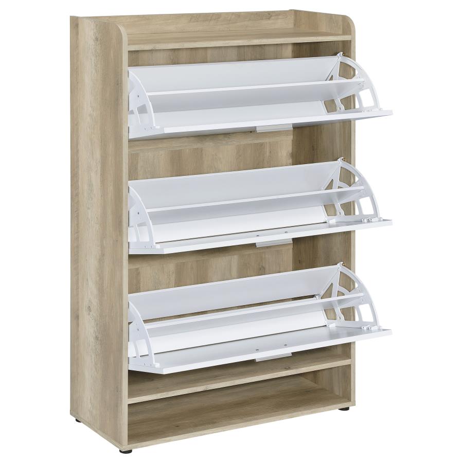 (image for) Denia 3-tier Engineered Wood Shoe Cabinet White