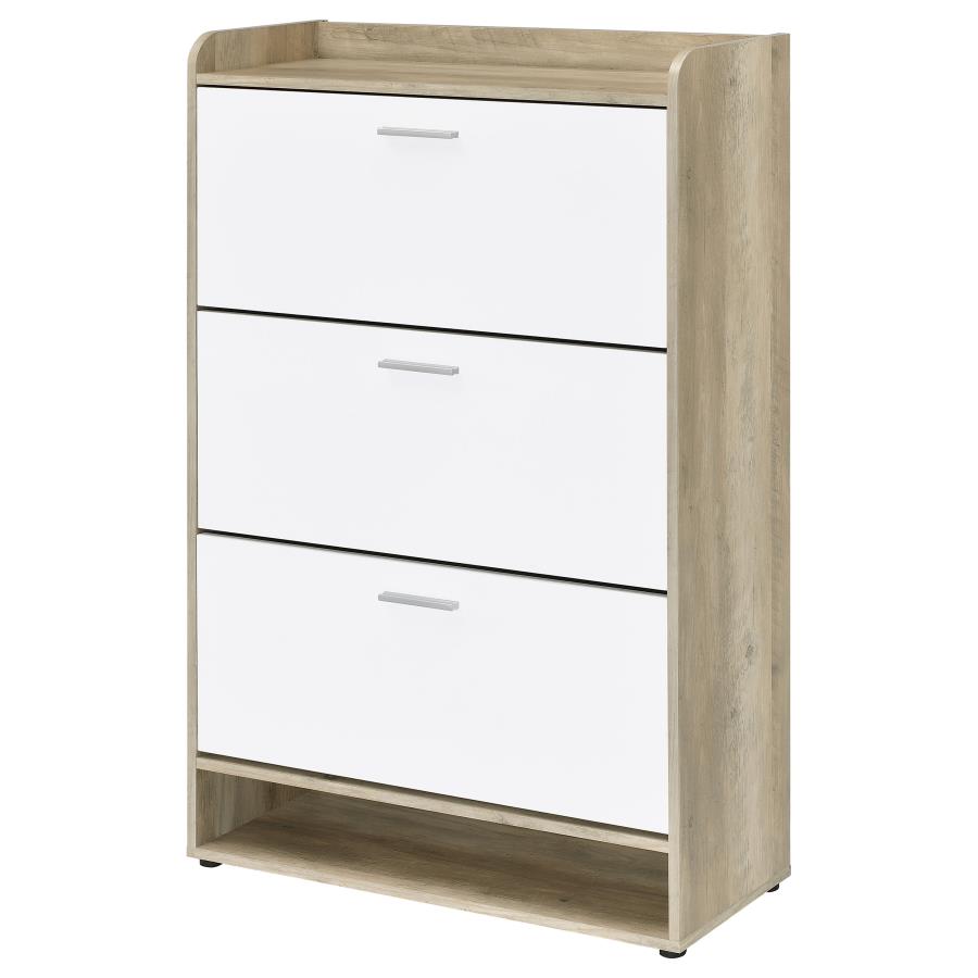 (image for) Denia 3-tier Engineered Wood Shoe Cabinet White