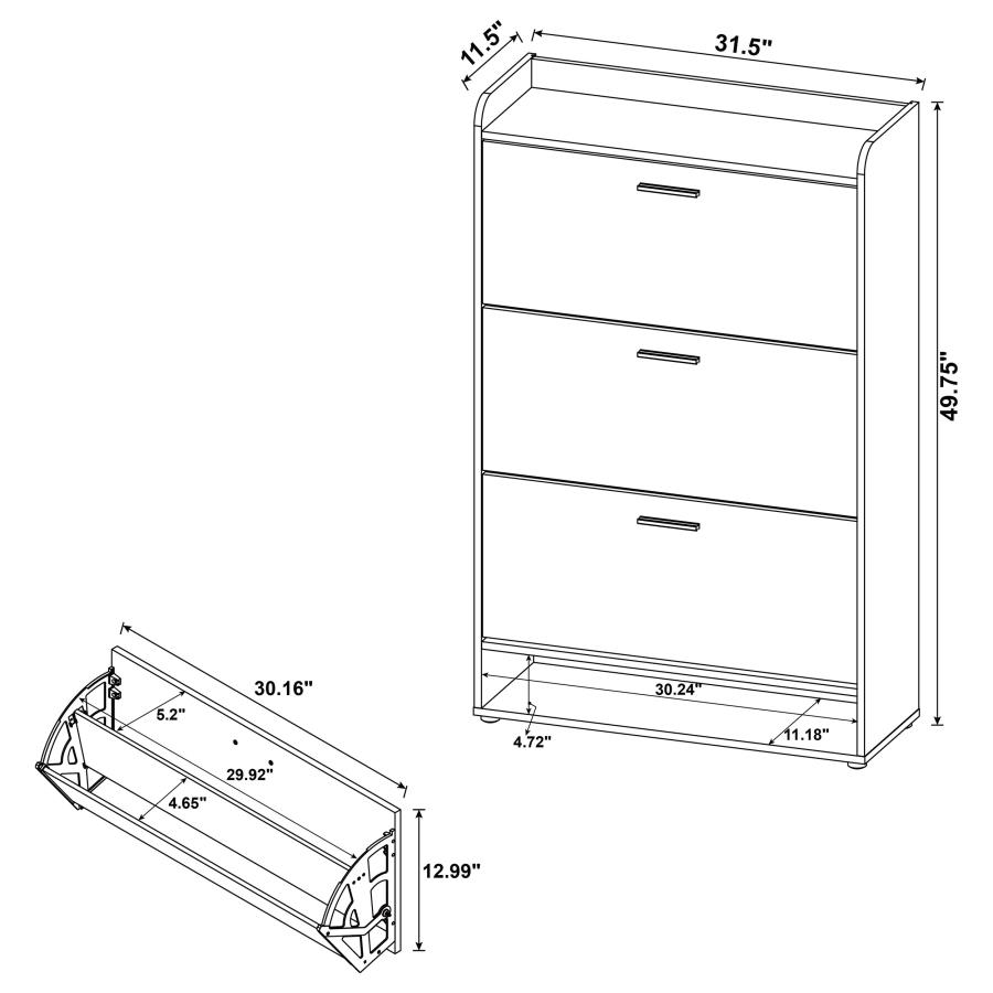 (image for) Denia 3-tier Engineered Wood Shoe Cabinet White