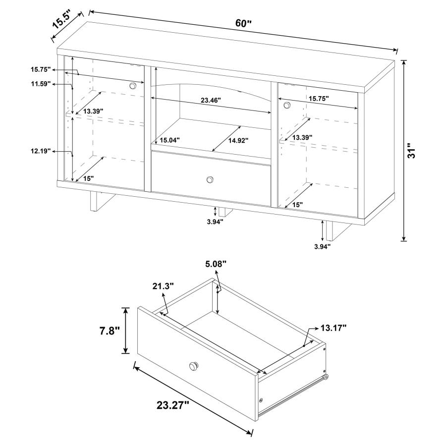 (image for) Dalton 2-door Storage Credenza White and Distressed Pine