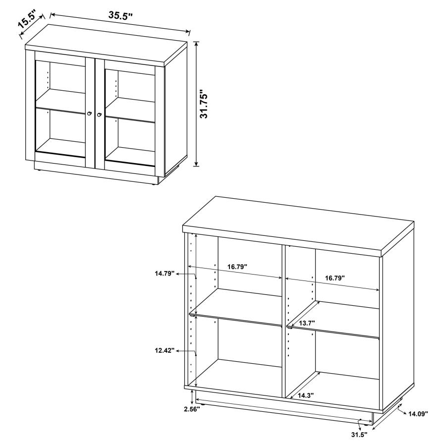 Modal Additional Images for Tilbury 2-door Glass Front Accent Display Cabinet Light Oak