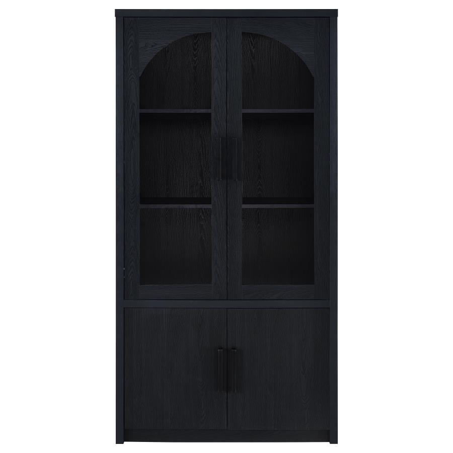 Riva 4-door Tall Accent Display Cabinet LED Lighting Black