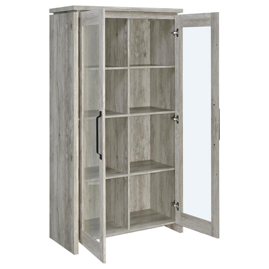 (image for) Alejo 2-door Engineered Wood Tall Cabinet Grey Driftwood