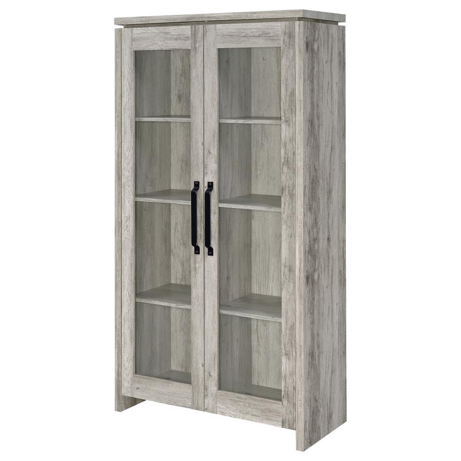 (image for) Alejo 2-door Engineered Wood Tall Cabinet Grey Driftwood