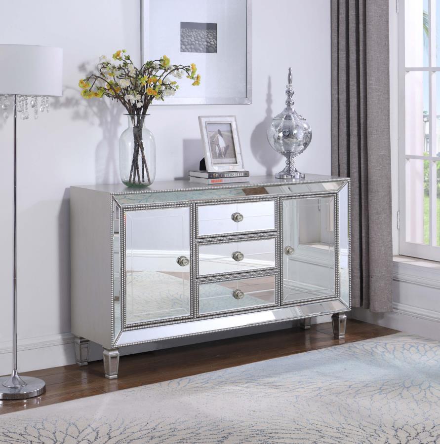 (image for) Leticia 3-drawer Mirrored Storage Accent Cabinet Silver