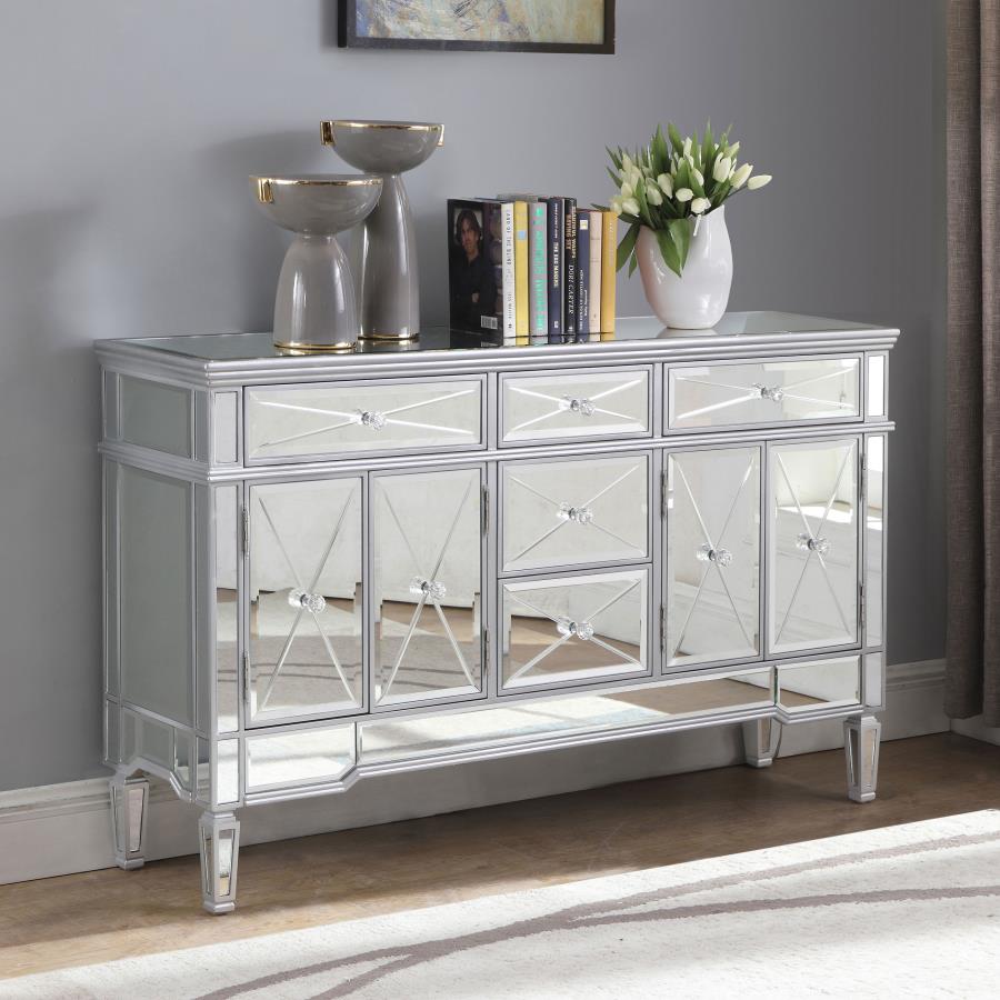 (image for) Duchess 5-drawer Mirrored Storage Accent Cabinet Silver