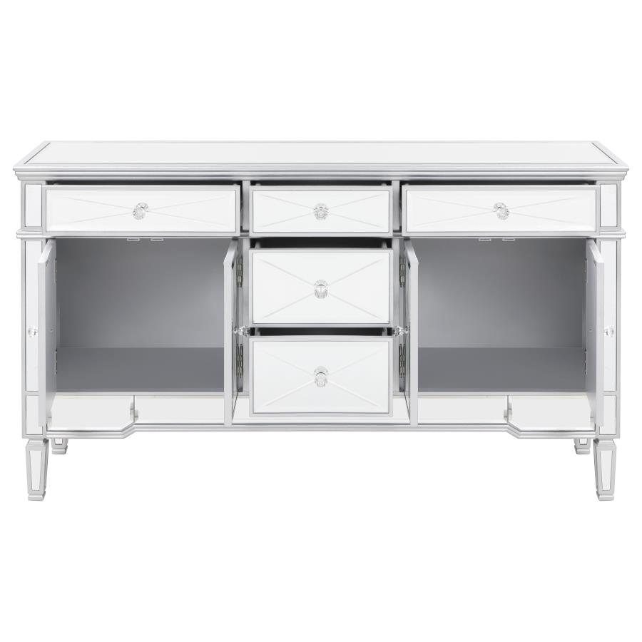 (image for) Duchess 5-drawer Mirrored Storage Accent Cabinet Silver