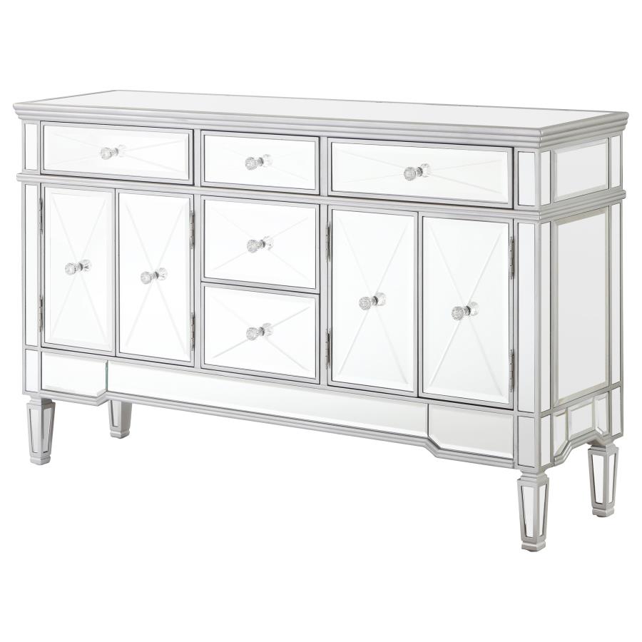 (image for) Duchess 5-drawer Mirrored Storage Accent Cabinet Silver