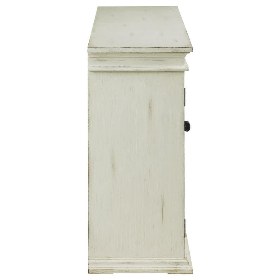 (image for) Kiara 4-door Wood Lattice Storage Accent Cabinet White