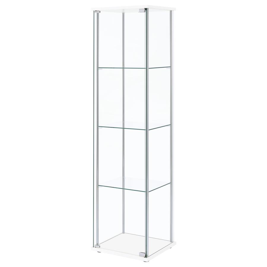 (image for) Bellatrix 4-shelf Clear Glass Curio Cabinet White