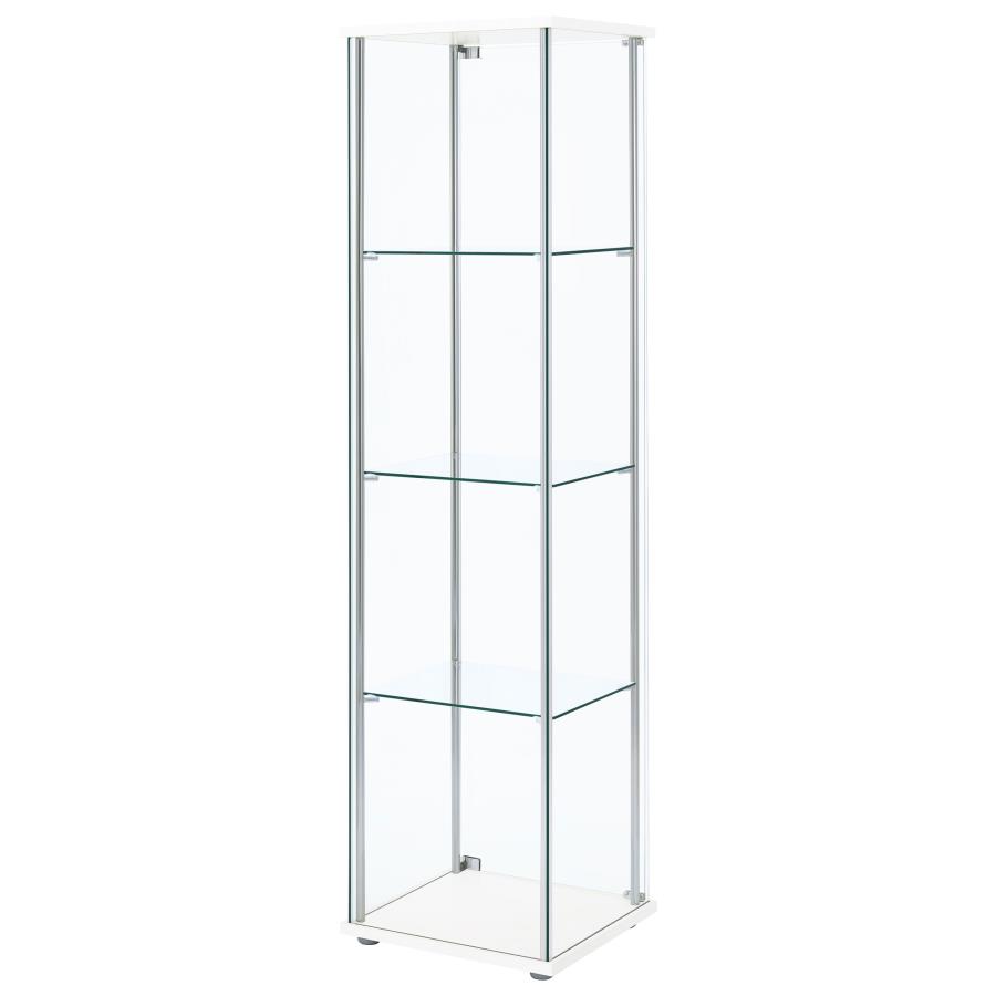 (image for) Bellatrix 4-shelf Clear Glass Curio Cabinet White