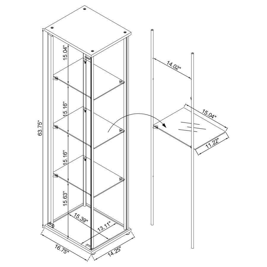 (image for) Bellatrix 4-shelf Clear Glass Curio Cabinet White