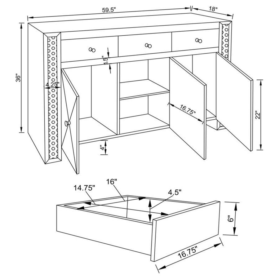 (image for) Maya 3-drawer Mirrored Storage Accent Cabinet Silver