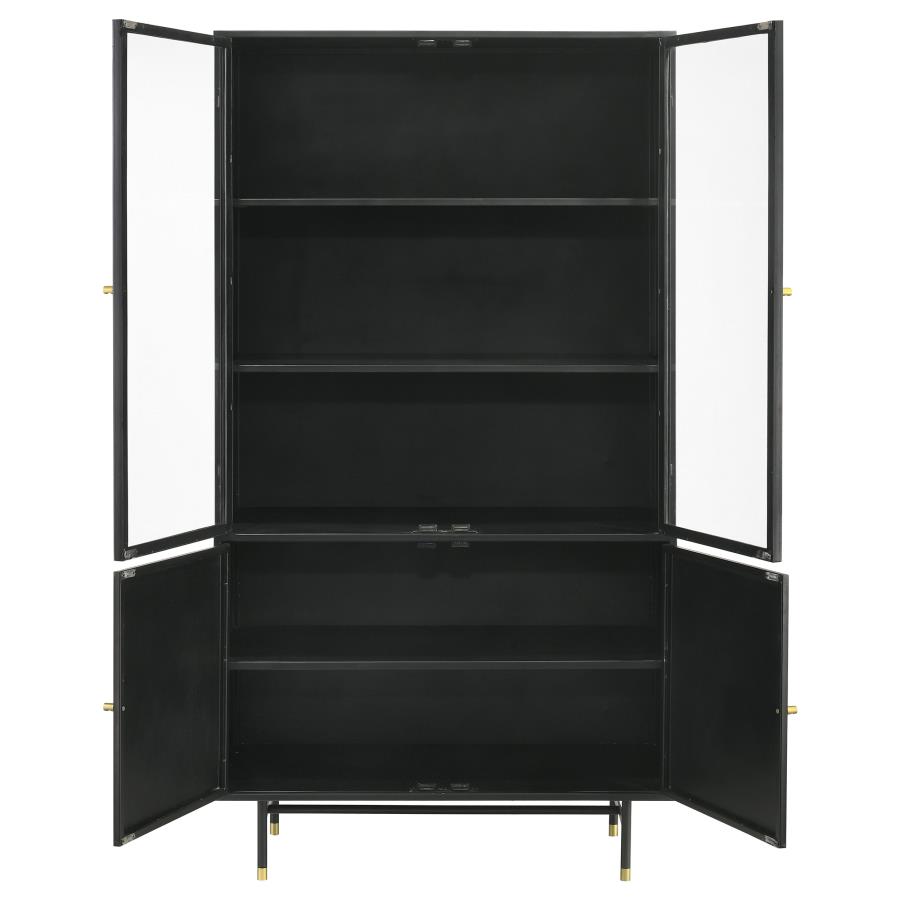 (image for) Santiago 4-door Metal Tall Storage Cabinet Matte Black