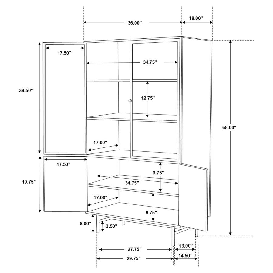 (image for) Santiago 4-door Metal Tall Storage Cabinet Matte Black