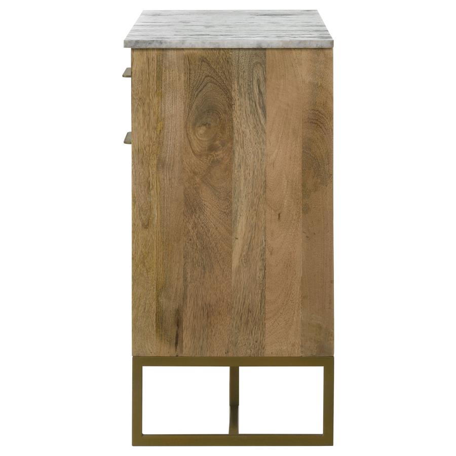 (image for) Keaton 2-door Marble Top Herringbone Accent Cabinet Natural