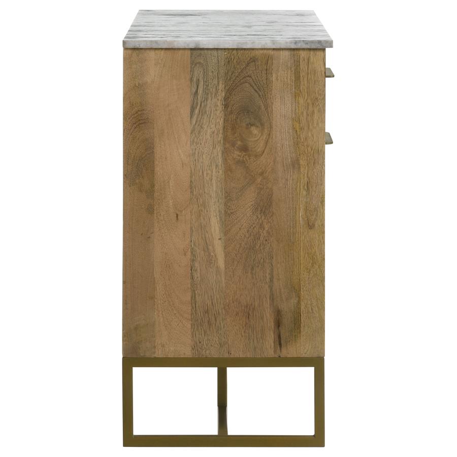 (image for) Keaton 2-door Marble Top Herringbone Accent Cabinet Natural