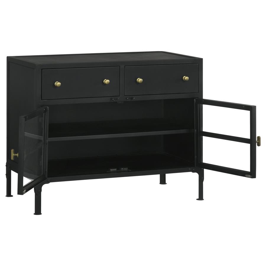 (image for) Sadler 2-drawer Metal Accent Storage Cabinet Matte Black