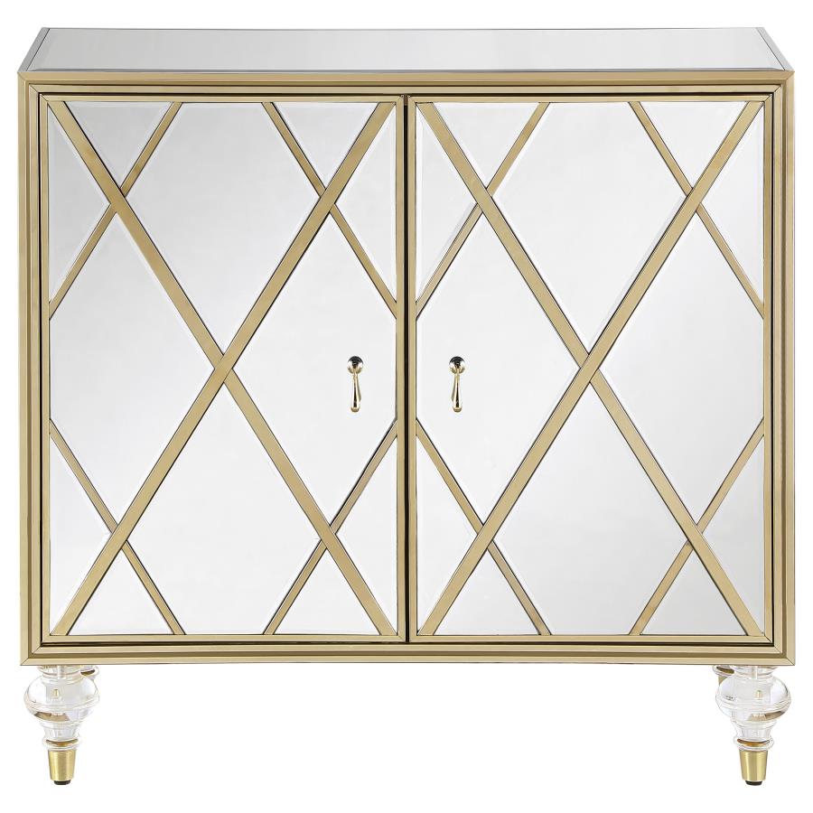 (image for) Astilbe 2-door Mirrored Accent Cabinet Silver and Champagne