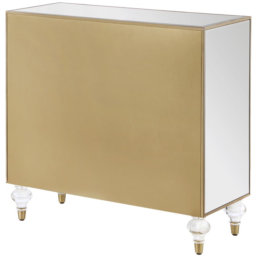 (image for) Astilbe 2-door Mirrored Accent Cabinet Silver and Champagne