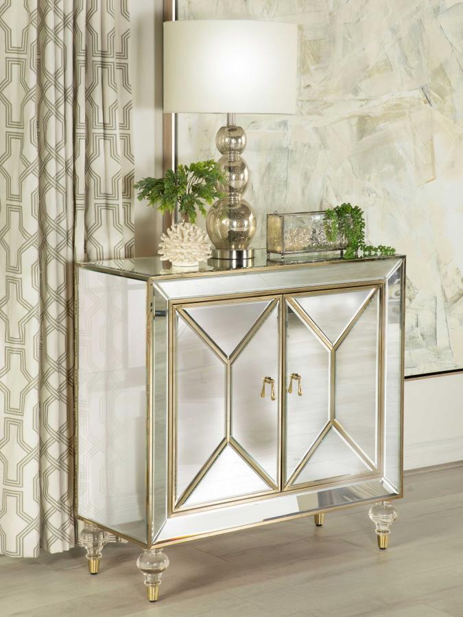 (image for) Lupin 2-door Mirrored Storage Accent Cabinet Champagne