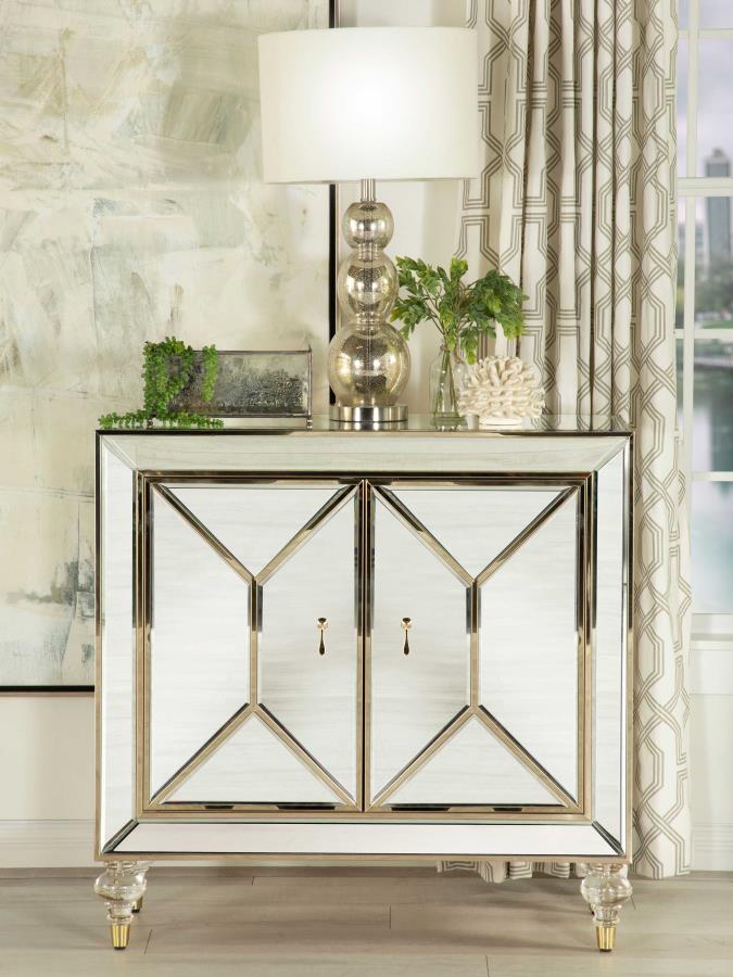 (image for) Lupin 2-door Mirrored Storage Accent Cabinet Champagne