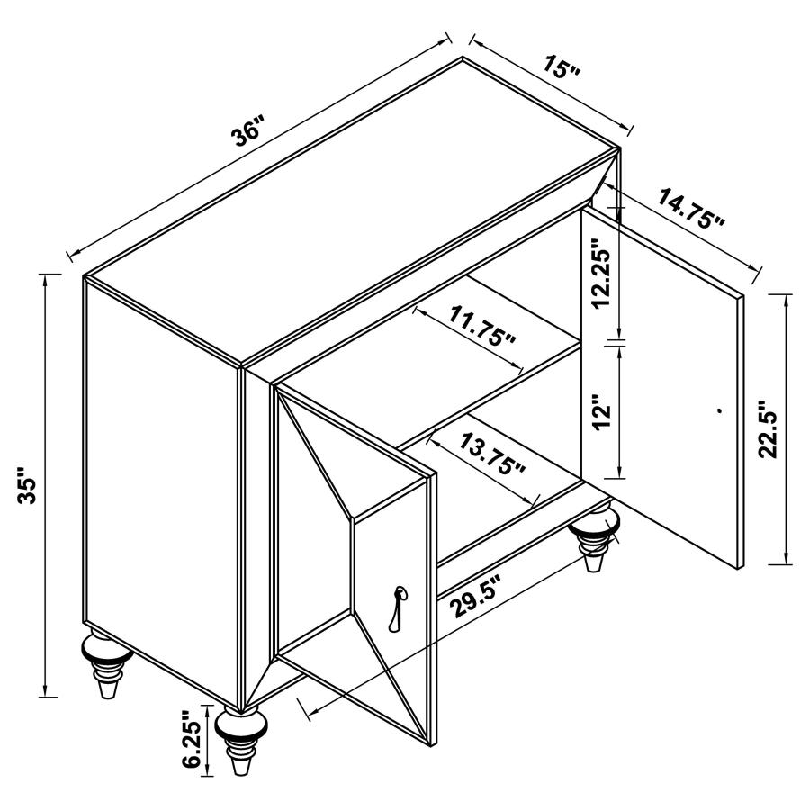 (image for) Lupin 2-door Mirrored Storage Accent Cabinet Champagne