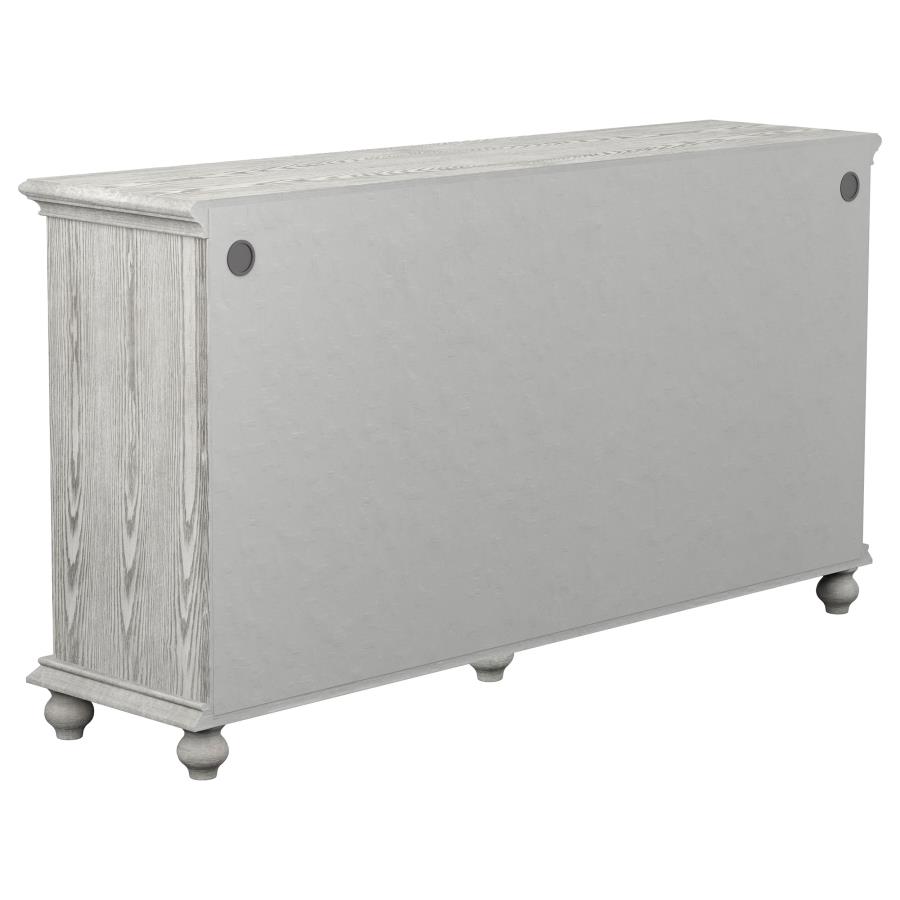 (image for) Melanie 4-door Wood Trellis Accent Cabinet Distressed White