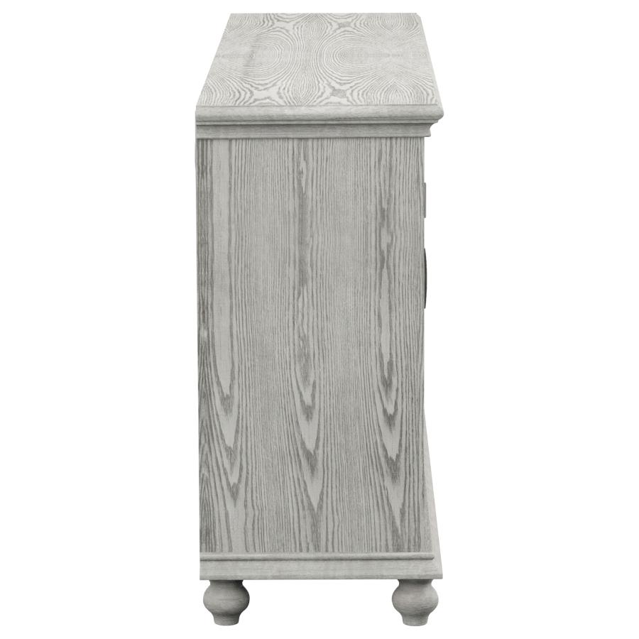 (image for) Melanie 4-door Wood Trellis Accent Cabinet Distressed White