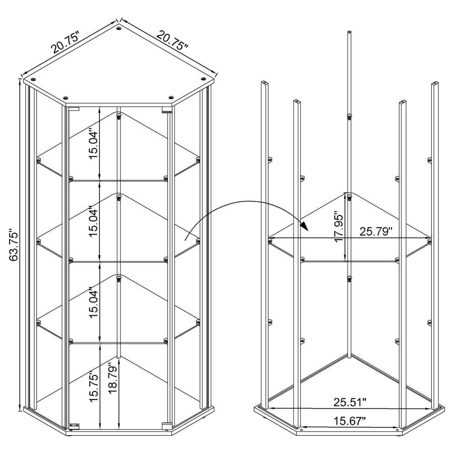 (image for) Zenobia 4-shelf Curio Cabinet Display Case Black