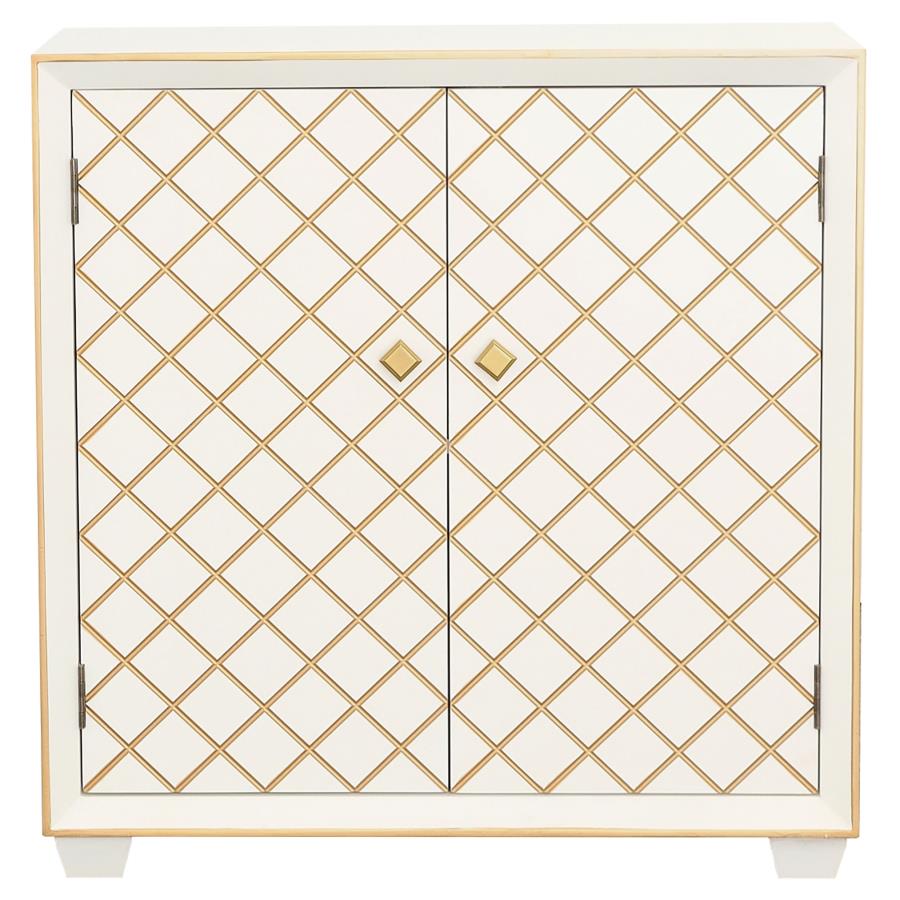 (image for) Belinda 2-door Storage Accent Cabinet White and Gold