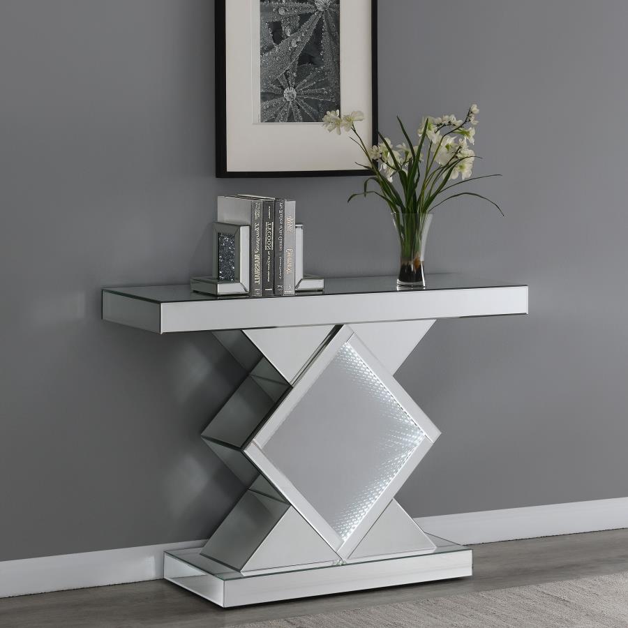 (image for) Andorra Infinity Mirror LED Entryway Console Table Silver