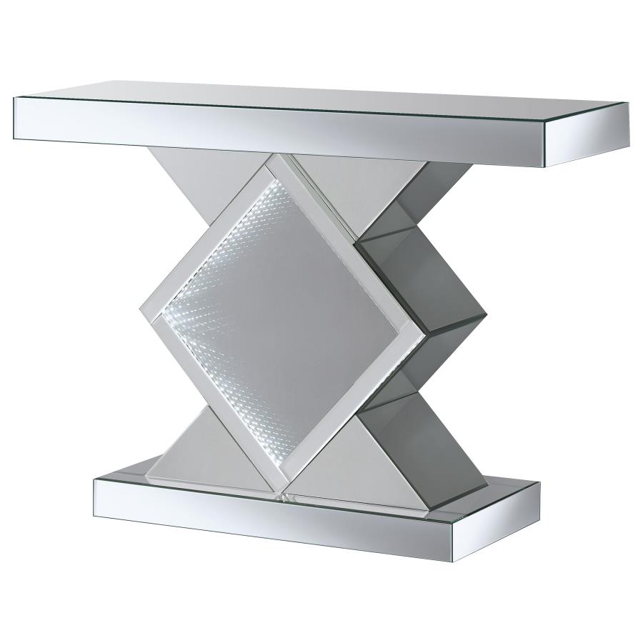 (image for) Andorra Infinity Mirror LED Entryway Console Table Silver