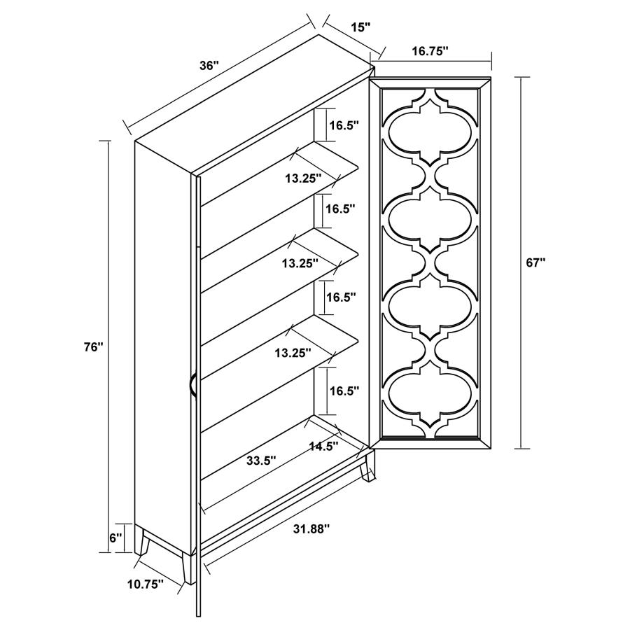 (image for) Mckellen 2-door Wood Trellis Tall Cabinet Distressed White