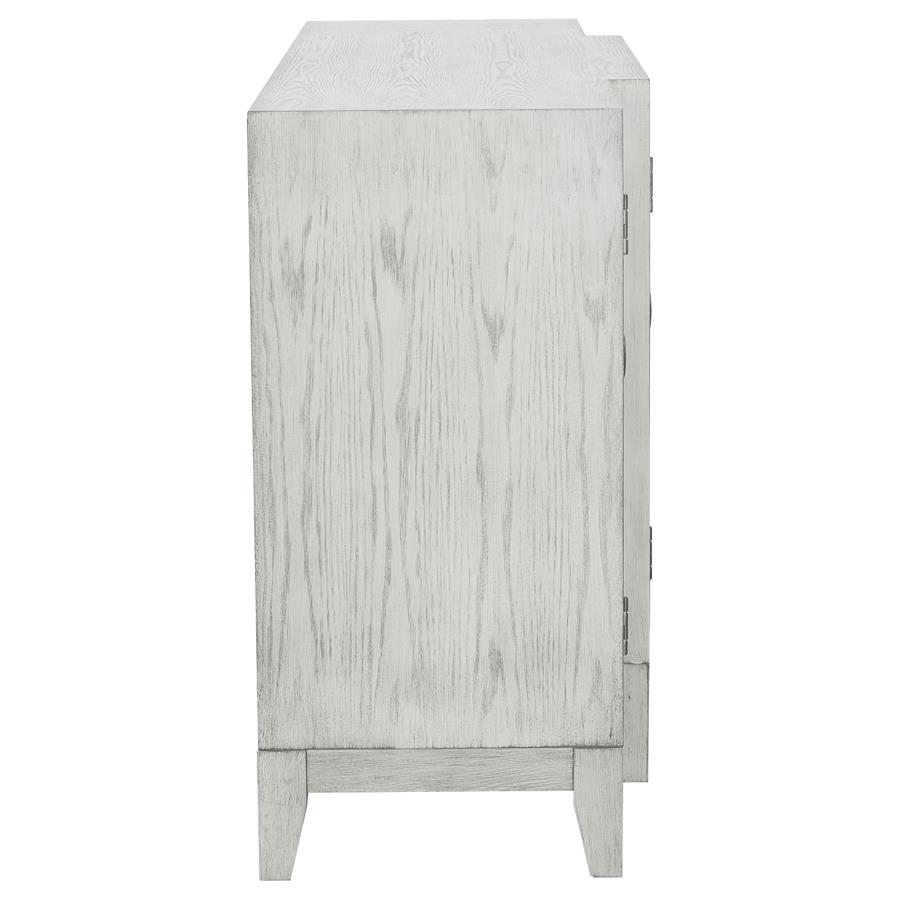 (image for) Mckellen 4-door Wood Trellis Accent Cabinet Distressed White