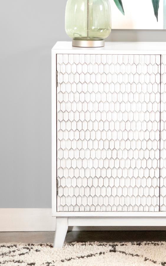 (image for) Gambon 2-door Wood Honeycomb Pattern Accent Cabinet White