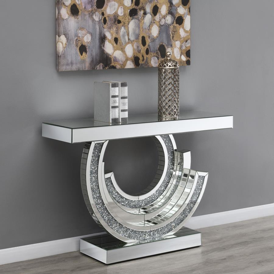 (image for) Imogen Sculptural Mirrored Entryway Console Table Silver