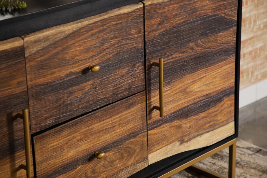 Modal Additional Images for Zara 2-door 57" Wood Accent Storage Cabinet Black Walnut