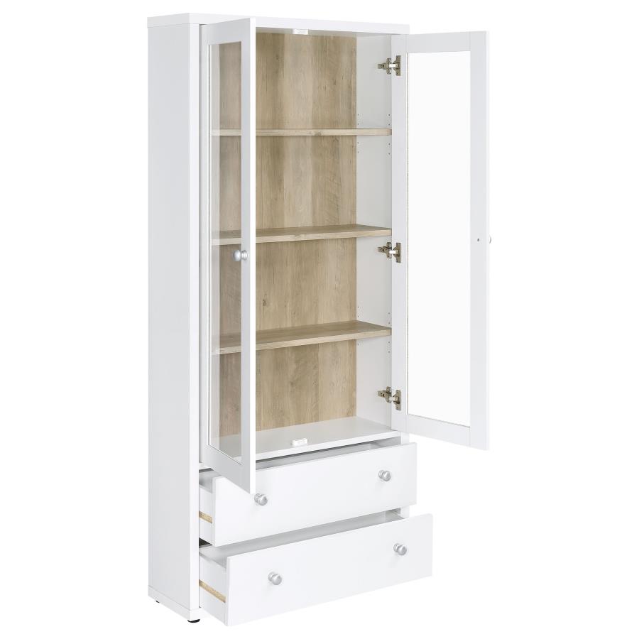 (image for) Hawthorne 4-shelf Glass Door Tall Cabinet with Drawers White