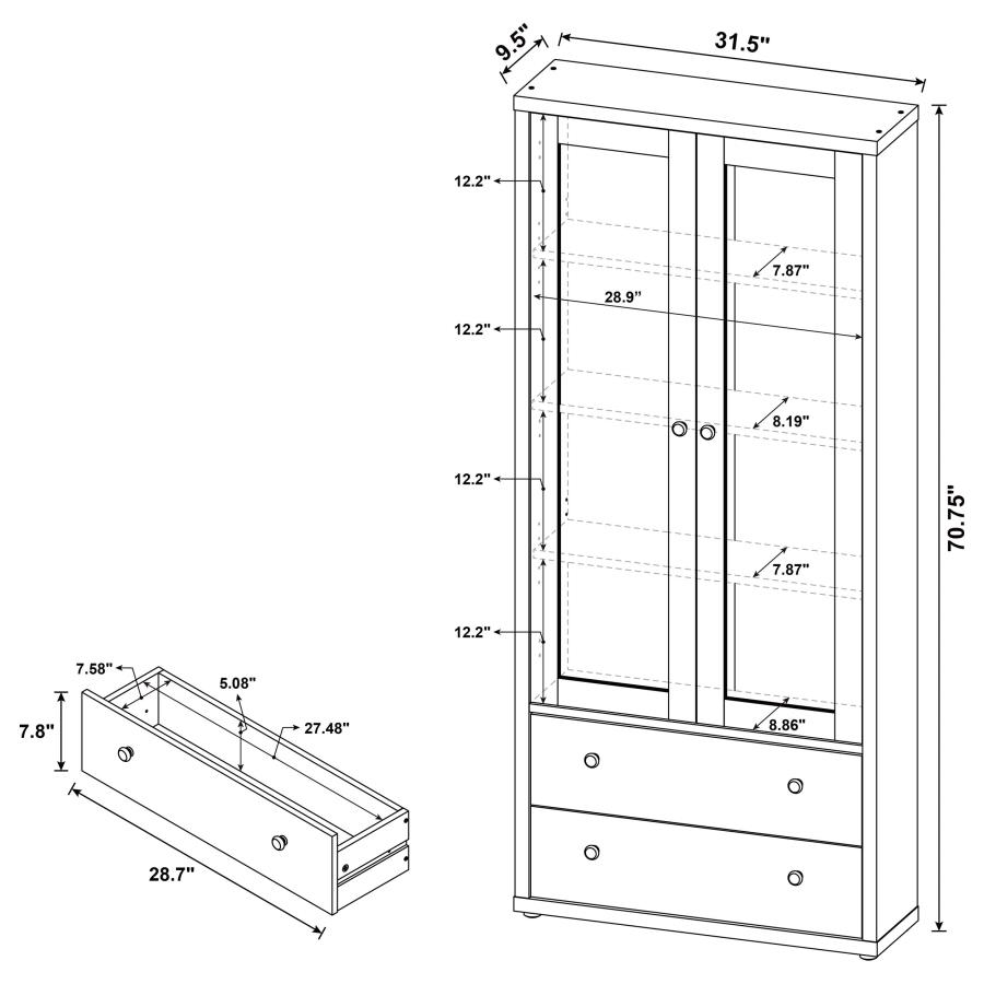 (image for) Hawthorne 4-shelf Glass Door Tall Cabinet with Drawers White