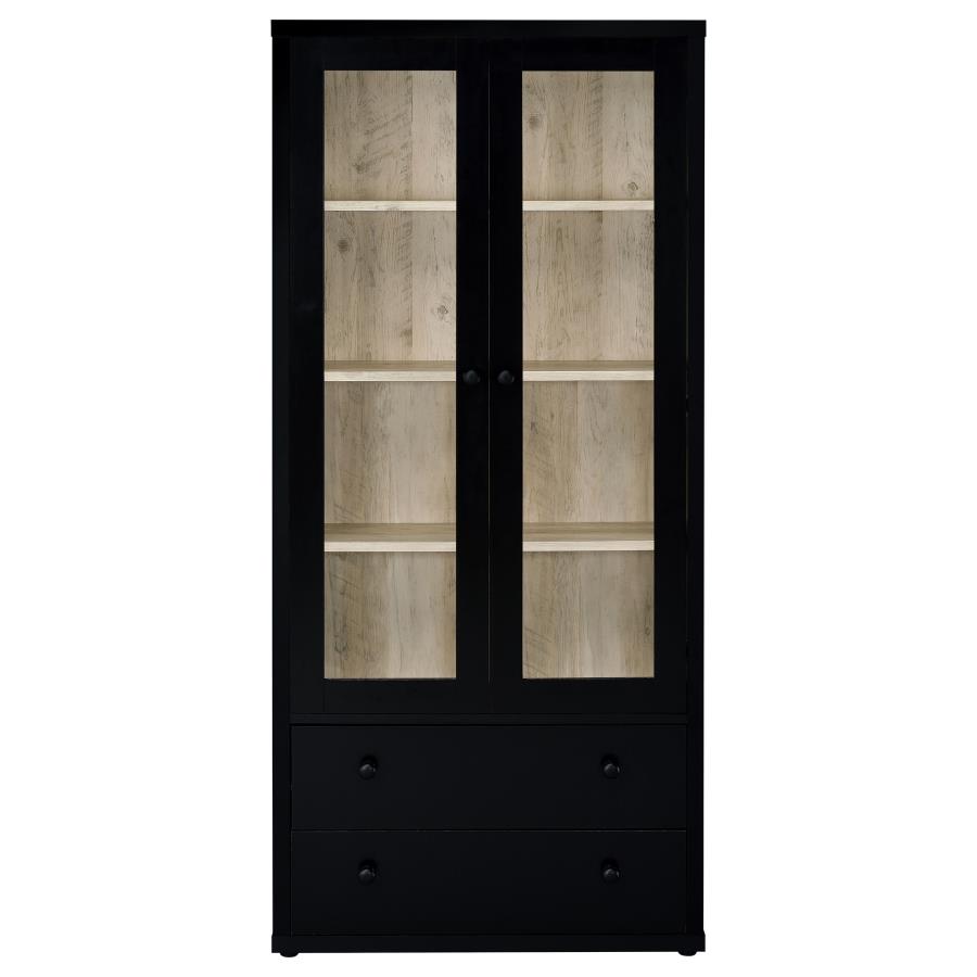 (image for) Hawthorne 4-shelf Glass Door Cabinet with Drawers Black