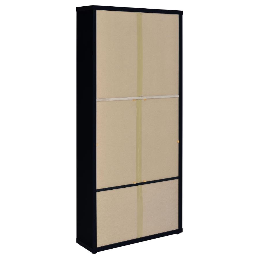 (image for) Hawthorne 4-shelf Glass Door Cabinet with Drawers Black