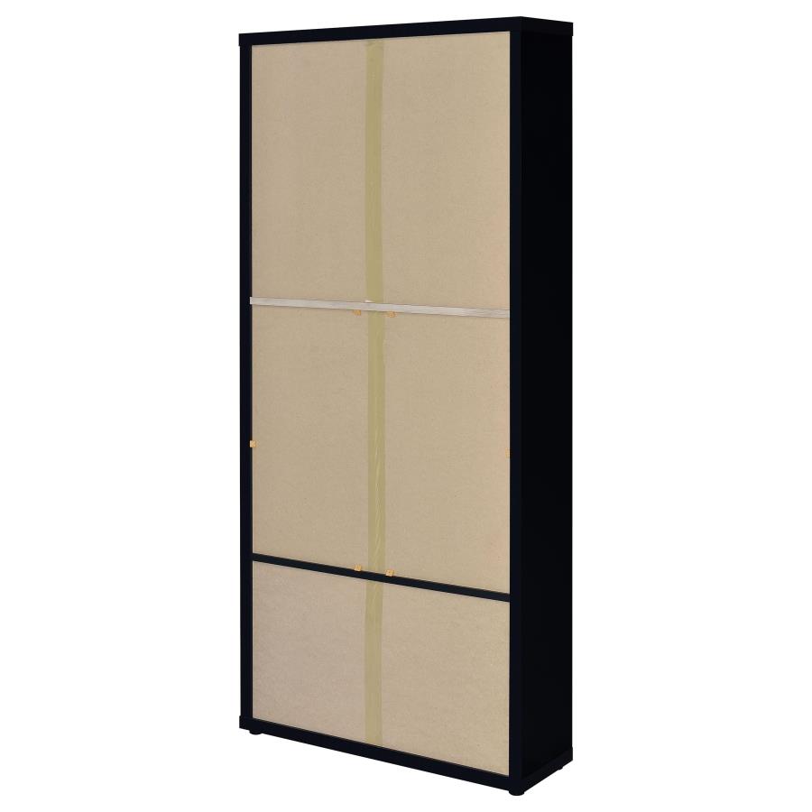 (image for) Hawthorne 4-shelf Glass Door Cabinet with Drawers Black