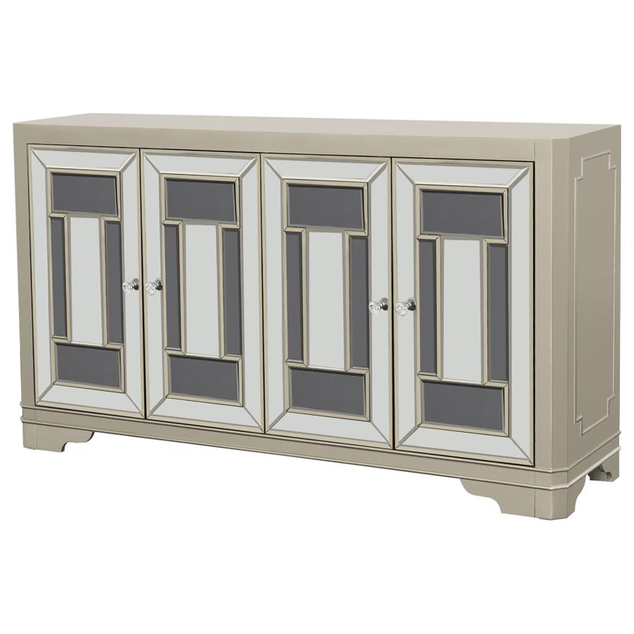 (image for) Toula 4-door Accent Cabinet Smoke and Champagne