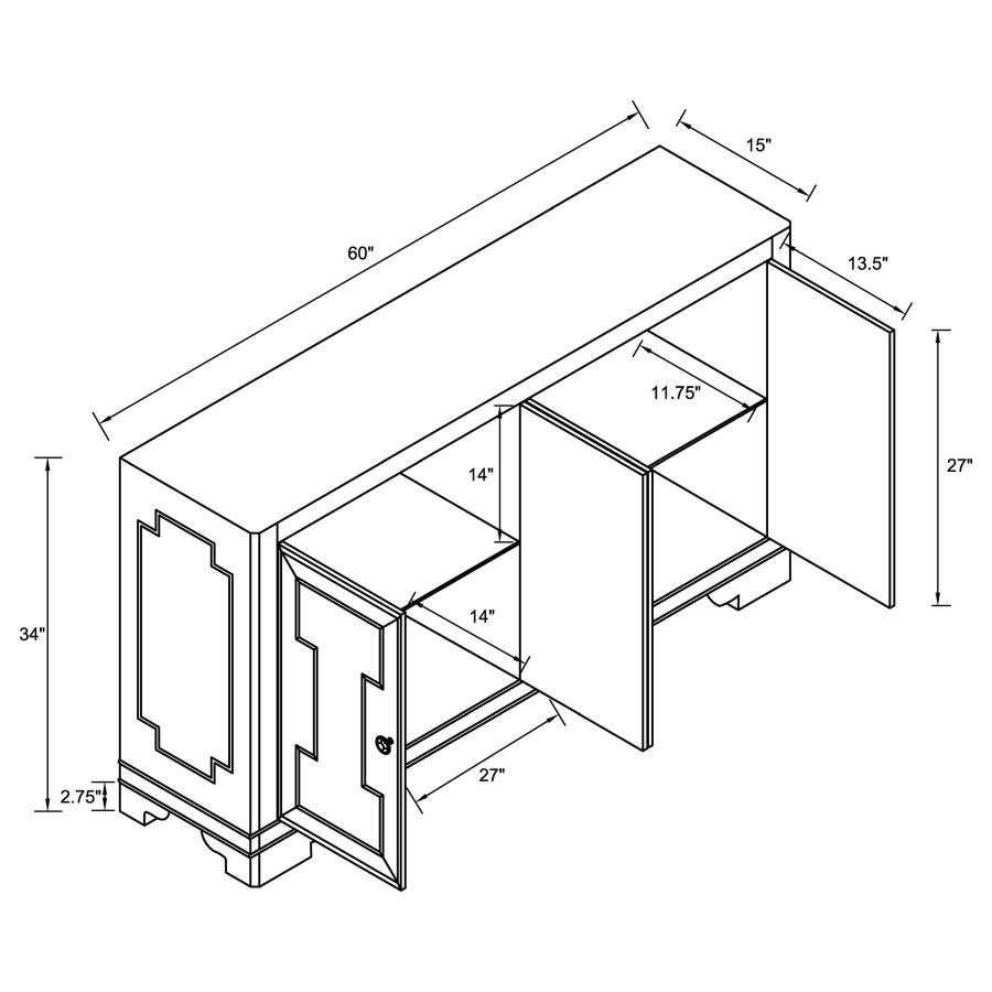 (image for) Toula 4-door Accent Cabinet Smoke and Champagne