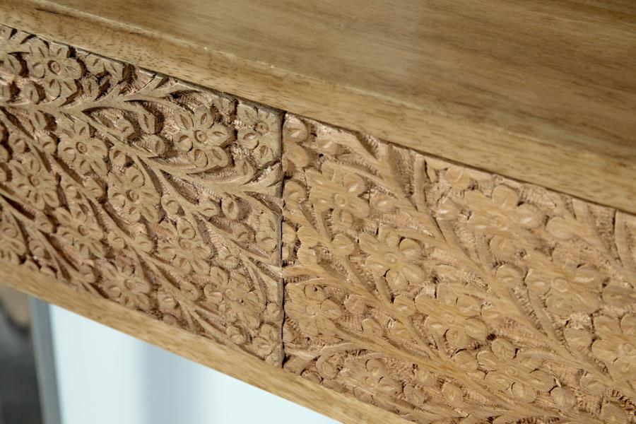 (image for) Draco 2-drawer Console Table Hand Carved Details Natural