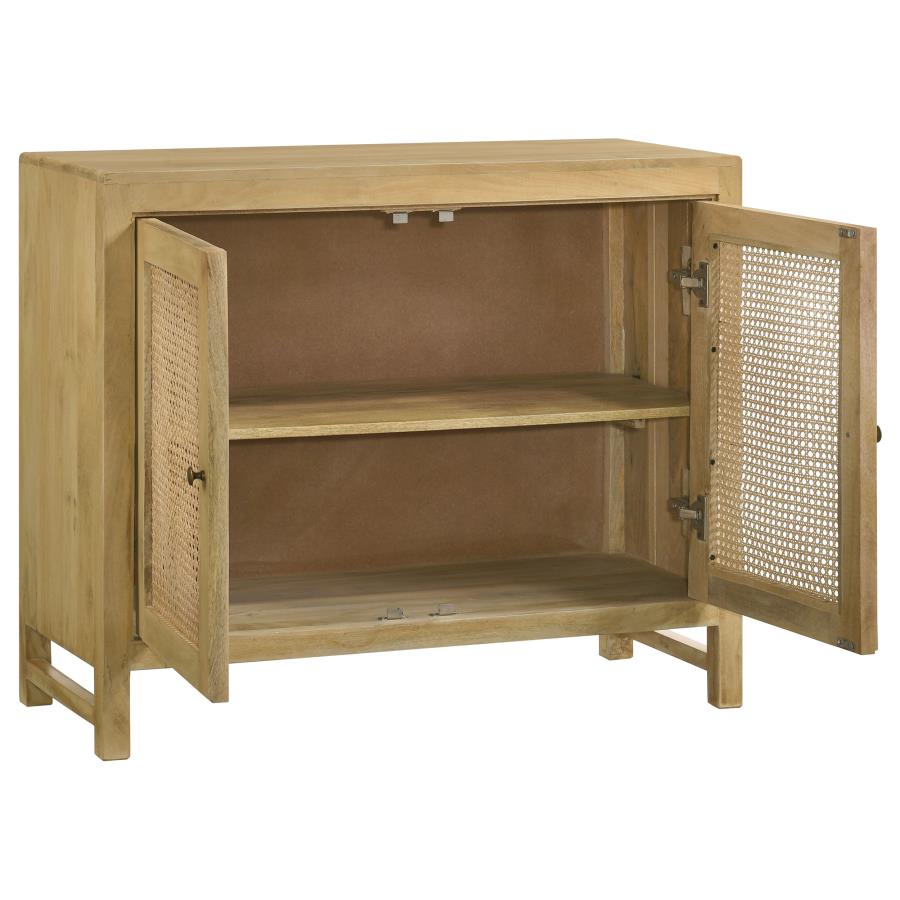 (image for) Zamora 2-door Wood Accent Cabinet with Woven Cane Natural